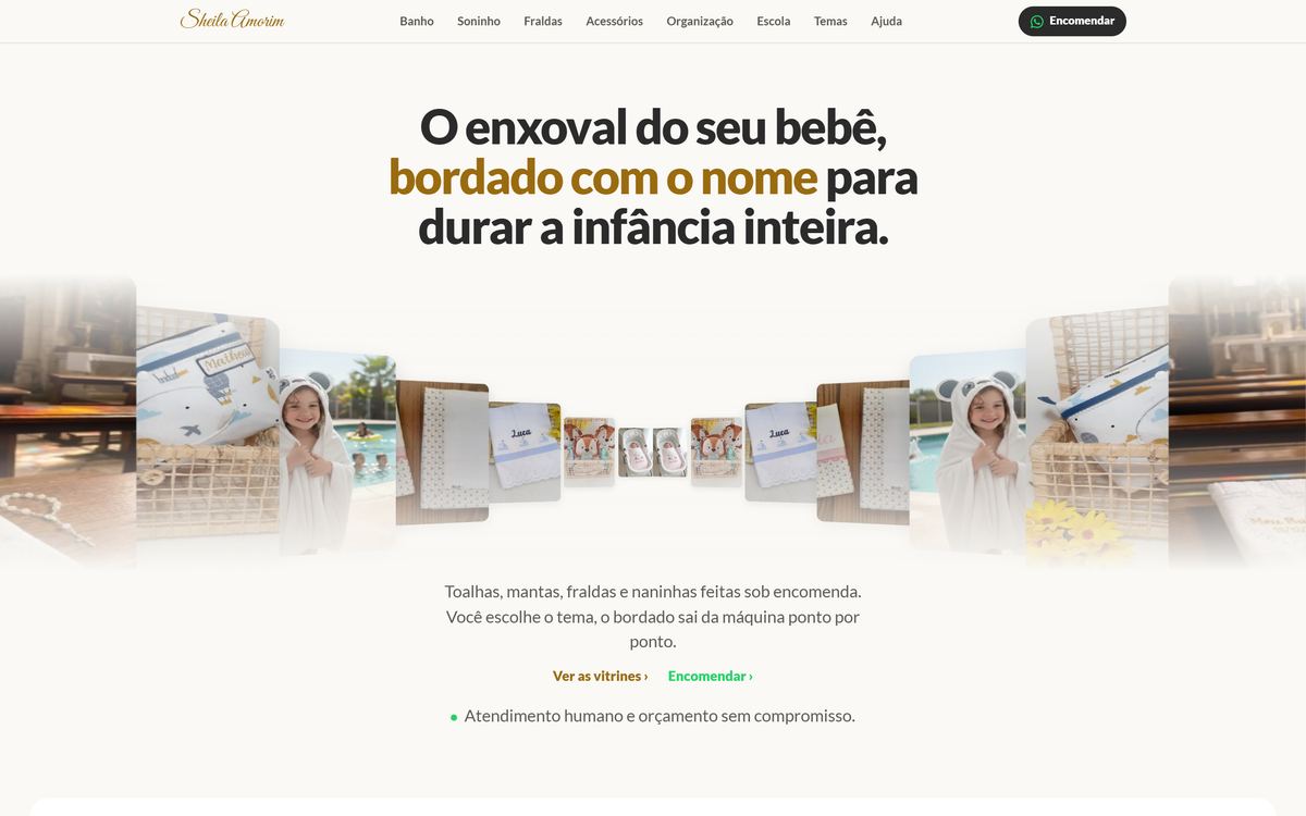 Página inicial do site do Atelier Sheila Amorim