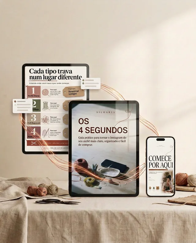 Guia OS 4 SEGUNDOS e bônus COMECE POR AQUI abertos em dispositivos digitais.